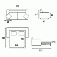Canapé lit 3 places OPERA - Ouverture Express 140x197 cm - Matelas 16 cm mousse polyuréthane - Tête de lit intégrée - Revêtement écru_3