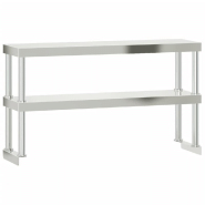 Vidaxl table de travail de cuisine avec étagère 110x55x150 cm inox 3208906_3