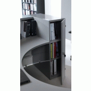 Bureau d'accueil lumineux Valde avec rangements intégrées - MDD - Blanc brillant, Gauche, 221_3