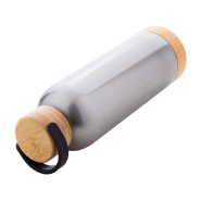 Thermos - bouteille isotherme double paroi en acier inoxydable avec couvercle et base en bambou - 500 ml_3