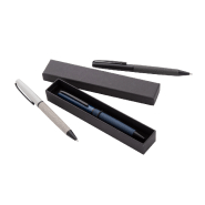 Stylo à bille twist en métal - Corps en PU avec parties noires - Encre bleue - Avec boîte cadeau noire_3