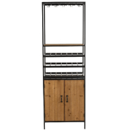 Armoire bouteilles et verres 2 portes FAKY - métal noir et bois naturel - design industriel - L60 x H180 x P42,5 cm_3