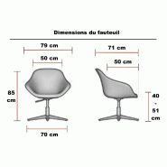 Grand fauteuil d'accueil Tilos avec pied métal - Mobel linea. - Agave_3