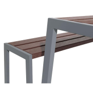 Table de pique-nique Silaos® - acier et plastique recyclé - ref : 209652.Gpro - avec deux banquettes incluses_3