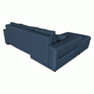 Canapé d'angle à gauche convertible ZELI bleu - Design scandinave avec coffre de rangement et deux coussins_3