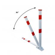 Poteau rabattable anti-circulation DMC - aluminium 930 mm - bandes rétro réfléchissantes rouges_3