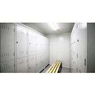 Vestiaire modulaire de chantier 14,40m2 avec options casiers et bancs