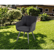 Chaise-fauteuil Amadora en résine tressée - pieds en aluminium - couleur anthracite_3