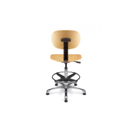 Siège technique en bois pour industrie propre et sale - LABO H - robuste, confortable, réglable avec repose-pied en acier_3