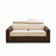 Canapé convertible express Canberra 140cm - Matelas 16cm - Microfibre crème et marron - Design italien_3