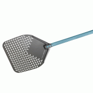 Pelle à pizza rectangulaire perforée aluminium anodisé SHA - 36x36 - Manche 150 cm - Gamme Evoluzione | GI.METAL_3