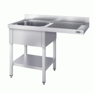 Plonge Inox 1 bac avec passage lave-vaisselle - P 700 - GGM -_3