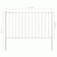 Vidaxl panneau de clôture poteau acier enduit poudre 1,7x1,25 m blanc 145217_3