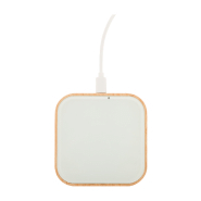 Chargeur rapide sans fil 10W - boîtier en bambou et surface en verre trempé - câble USB inclus_3