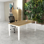Bureau Professionnel Tempo Mobel Linea. - Blanc 9010, 180, Non, Chêne veiné_0