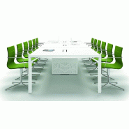 Grande table de réunion X8 avec plateaux laqués Officity. - Blanc 9010, 640, Gris beige Ral 7006_3