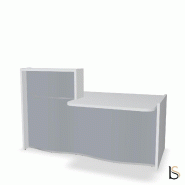 Banque d'accueil compacte WAVE avec plateau bas - MDD - 200, Droite, Gris mat_0
