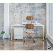 Bureau individuel Ogi Wood - MDD - Blanc, 160 x 70 cm, Oui_0