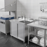Plonge inox 1 bac et égouttoir sur placard - P 600 mm -_3