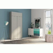 Armoire lit escamotable Dynamo - Gris mat - Ouverture assistée - Couchage 90x200 cm - Sommier à lattes_3