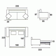 Canapé lit 4 places express - lattes 160 cm - matelas 16 cm - tête de lit intégrée - polyuréthane marron_3
