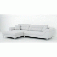 Canapé d'angle fixe gauche Tipix - Tissu Bergamo gris clair avec méridienne réversible et manchette relevable_3
