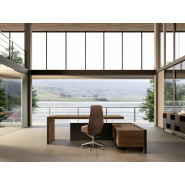 Bureau de direction intemporel et élégant - BOLD58 avec plateau épais et support en verre_3