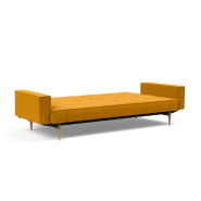 Canapé convertible Splitback Styletto avec accoudoirs - pieds fuseau chêne naturel - tissu Elegance Burned Curry - couchage 115x210cm_3