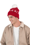 Bonnet de Noël motifs rennes - K-up - 100% acrylique et polyester - Réf: KP512_3