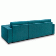 Canapé d'angle convertible MAESTRO - Velours bleu paon - Matelas 18 cm - Couchage 140 x 197 cm - Ouverture express_3