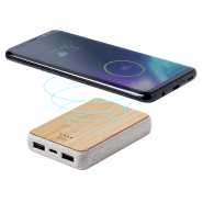 Powerbank USB en bambou et plastique de paille de blé - Batterie 5000 mAh avec chargeur sans fil intégré et 2 ports USB_3