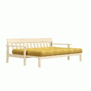 Canapé convertible futon UNWIND - Pin naturel - Coloris miel - 130 x 190 cm - Style scandinave_3