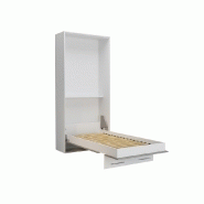 Lit escamotable LOFT blanc - Façade gris béton - Couchage 90 x 200 cm avec système à vérins_3