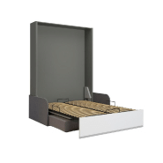 Armoire-lit escamotable ALADYNO SOFA - Canapé gris 160x200 cm - Bandeau blanc, fabrication européenne_3