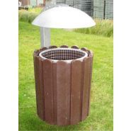 Corbeille Scori - poubelle publique Hahn France - ronde, 55L avec support et options en acier galvanisé ou hanit®_3