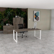 Bureau droit individuel Star - Mobel Linea - Blanc 9010, 180, Non, Chêne grisé_0