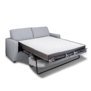 Canapé convertible PRIMO - Ouverture express 140 cm - Dossier moelleux - Matelas 14 cm - Tweed gris clair_3