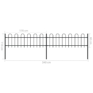 Vidaxl clôture de jardin avec dessus en cerceau acier 3,4 x 0,6 m noir 277639_3