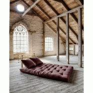 Canapé lit futon Shin Sano Brown en pin massif - Couchage 140x200 cm - Design japonais et matelas confortable_3