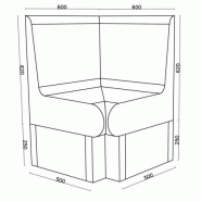 Banc angle arrondi 600 x 586 x 870 mm avec dossier XPS prêt à carreler - Hammam et salle de bain Valstorm_3