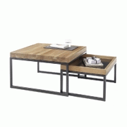Table basse gigognes LUCON - Chêne massif FSC - Pieds en acier noir epoxy - Design contemporain_3