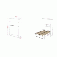 Armoire lit FALCON - Couchage 160x200 cm - Profondeur 50 cm - Ouverture assistée - Structure mélaminée_3