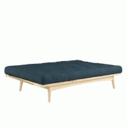 Banquette futon FOLK en pin massif - Coloris bleu pétrole - Couchage 130 x 190 cm - Design scandinave avec accoudoirs en métal_3
