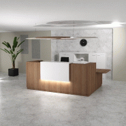 Bureau d'accueil d'angle avec accès PMR Delta Plus - Mobel Linea - Acacia foncé, Droite, 264, Oui_4