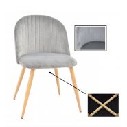 Chaise de restaurant en velours - structure métallique imitation bois - vendue par lot de 4 unités_3
