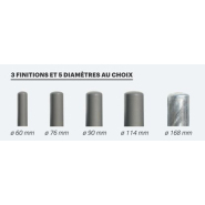 Potelet en acier galvanisé, peint sur galva ou zinc - Tube acier Ø60, 76, 90, 114 ou 168 mm - Carrefour_3