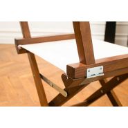 Régisseur - Chaise pliante en bois - Hêtre première qualité - Lasure Noyer - Assise et dossier coton écru_3