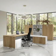 Bureau Bi-colore TAK avec rangement intégré - Mobel Linea - 245, Droite, Chêne veiné_3
