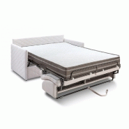 Canapé convertible express UTOPIA - 140 cm - Matelas Memory 20 cm - Velours blanc nacré - Finition matelassée_3