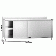 Meuble bas inox adossée P 700 mm avec portes - 2000_3